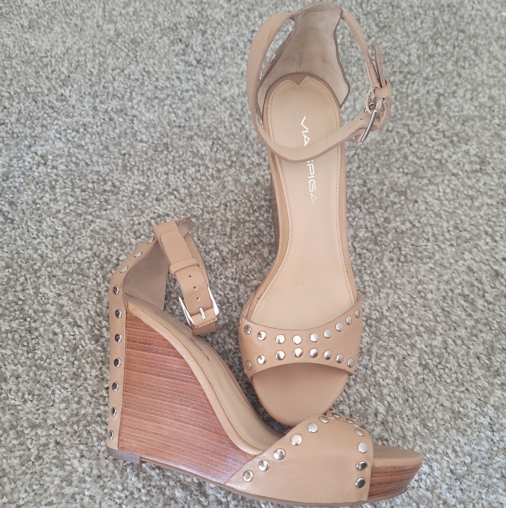 Via Spiga Wedge Embellished Heels Size 6